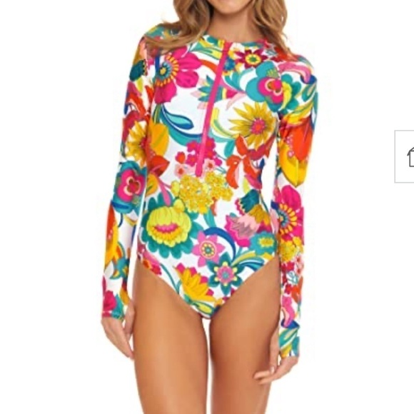NWT Trina Turk  Standard Fontaine Paddle/onepiece/rashguard/board swimming suit - Picture 1 of 8